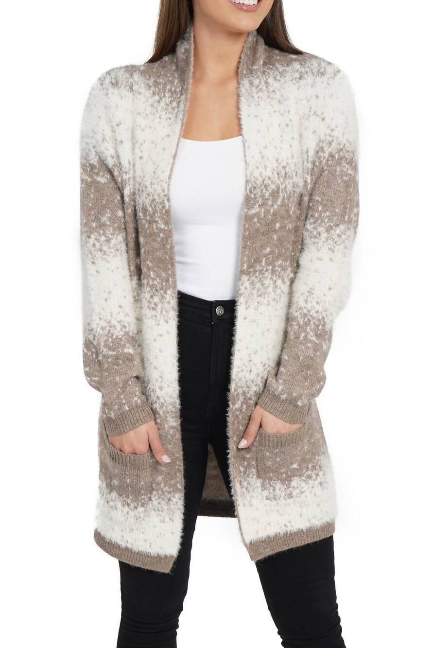 NEW LOVE TOKEN dylan open front cardigan in beige